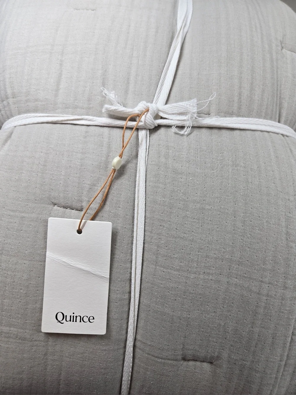 NWT QUINCE Organic Cotton Gauze Box Quilt Set King/Cal King Light Grey 0473